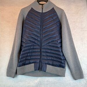 Gray and Blue Men’s Puffer Sweater Jacket XL
